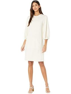 Neutra Crew Neck Puff Sleeve Pocket Dress For Women