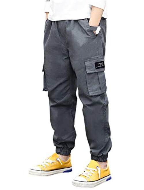 SANGTREE Boy's Multi Pocket Cargo Jogger Pants, 3-15 Years