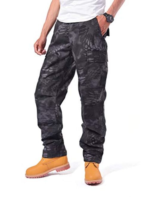 Backbone Mens Casual Street Fashion Camo Cargo Pants Army Combat Military BDU Pants Work Hunt Pants
