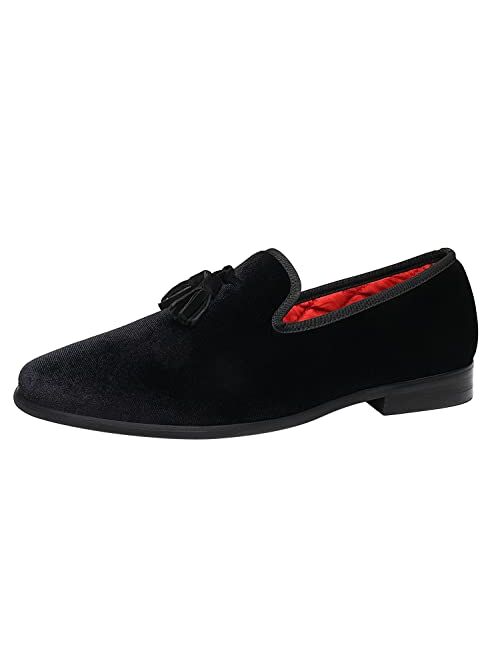 Buy ELANROMAN Men's Loafers Tassels Penny Slip-On Luxury Wedding Shoes ...