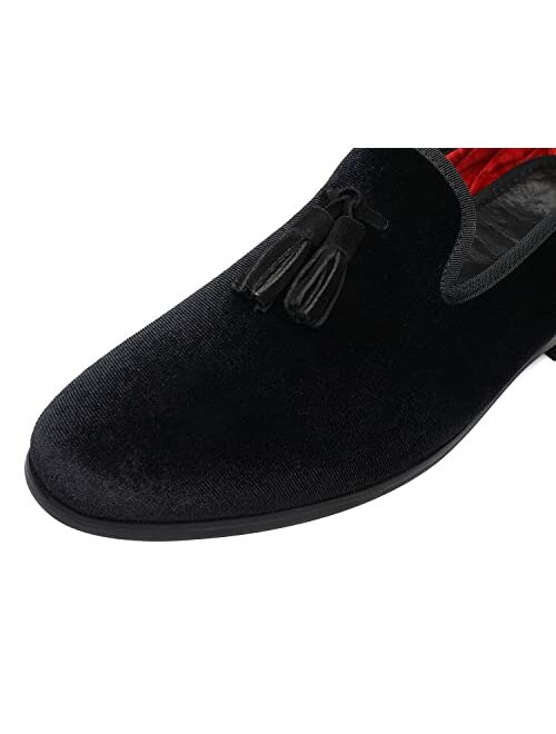 ELANROMAN Men's Loafers Tassels Penny Slip-On Luxury Wedding Shoes