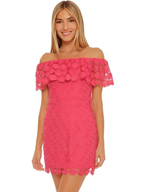Trina Turk Barddot Crochet Off-the-Shoulder Dress