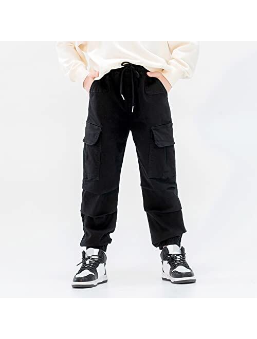 MINI PANDA Boys' Cargo Pant,Husky Boys Adjustable Waist Pants Size 6-16