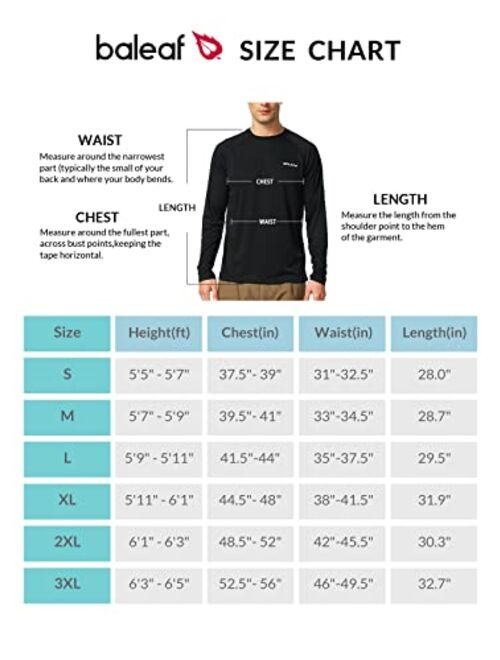 BALEAF Men's Long Sleeve Moisture Wicking T-Shirts Lightweight UPF 50+ Sun Protection SPF T-Shirts Fishing Hiking Running