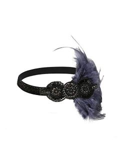 Countonme Art Deco 1920s Accessories Flapper Headband 20s Feather Headpiece Gatsby Costume Peacock Hair Accessories