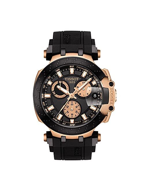 Tissot Men's T-Race Chrono Quartz 316L Stainless Steel case with Black and Rose Gold PVD Coating Swiss Silicone Strap, 22 Casual Watch (Model: T1154173705100)
