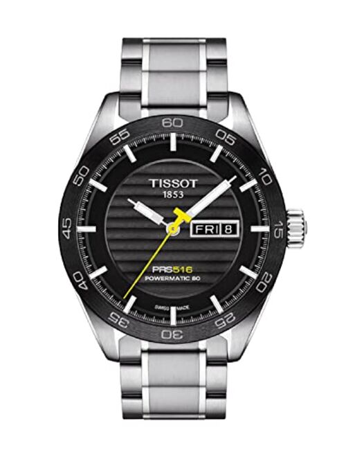 Tissot Men's PRS 516 Powermatic 80 316L Stainless Steel case with Ceramic Bezel Automatic Watch Strap, Grey, 20 (Model: T1004301105100)
