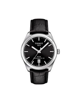 Men's PR 100 316L Stainless Steel case Swiss Automatic Watch with Leather Strap, Black, 20 (Model: T1014071605100)