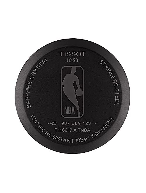 Tissot Men's Chrono XL NBA Golden State Warriors Stainless Steel Swiss Quartz Watch with Leather Strap, Black, 22 (Model: T1166173605102)