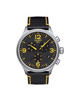 Men's Chrono XL Classic Tour de France Edition 316L Stainless Steel case Swiss Quartz Watch with Leather Strap, Black,Yellow, 22 (Model: T1166171605701)