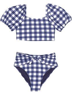 Plaid Chic Bubble Sleeve Two-Pieces (Big Kids)