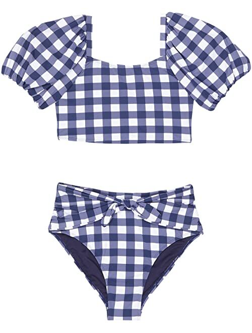 HABITUAL girl Plaid Chic Bubble Sleeve Two-Pieces (Big Kids)