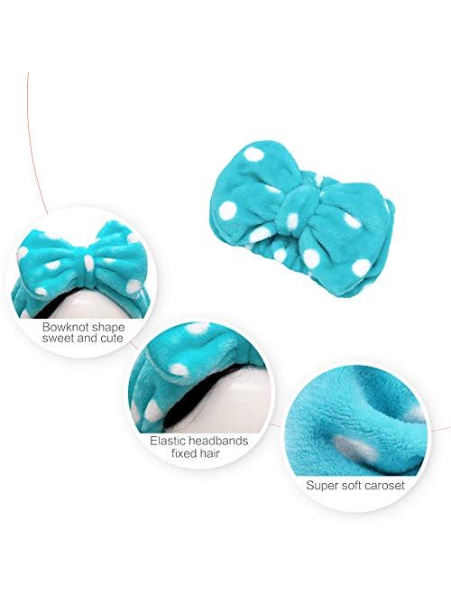 Shintop Sweet Super Soft Caroset Polka Dots Wash Cosmetic Headband Hairlace (Dark Blue Polka Dots)