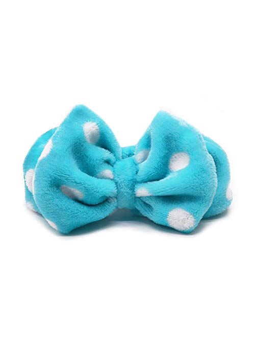 Shintop Sweet Super Soft Caroset Polka Dots Wash Cosmetic Headband Hairlace (Dark Blue Polka Dots)