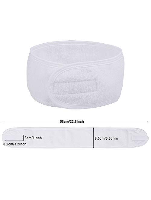 Gnafihz Facial Spa Headband - 3 Pcs Makeup Shower Bath Hair Wrap Sport Headband Adjustable Stretch Sweat Headband with Magic Tape,Fits All