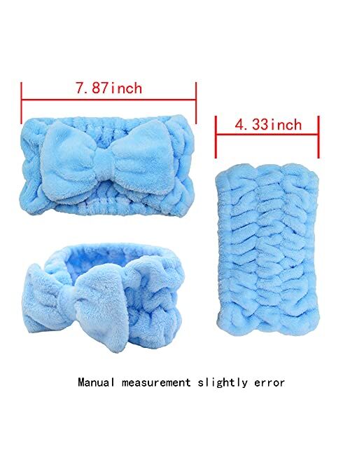 Chloven 7 Pcs Microfiber Bowtie Oversized Headbands Facial Makeup Headband Large Cosmetic Bowknot Hairlace Adjustable Elastic HairBand for Girls Women（Wide + Narrow style