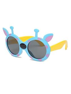 Muineobuka Children Sunglasses Girls Boys Round Frame Sunglasses Kids Giraffe Shaped Sunglasses Beach Holiday
