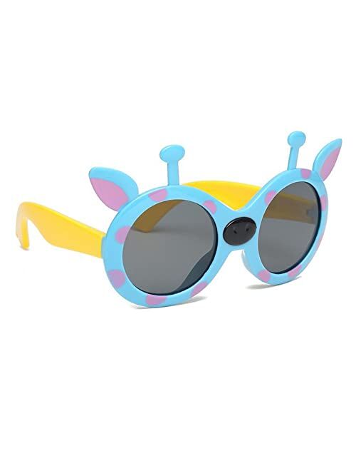 Muineobuka Children Sunglasses Girls Boys Round Frame Sunglasses Kids Giraffe Shaped Sunglasses Beach Holiday