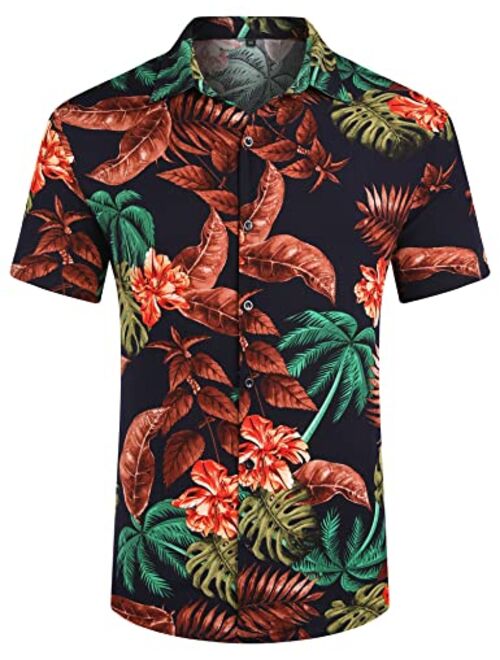 Babioboa Men's 2 Piece Hawaiian Shirt Sets Flower Print Suits Casual Short Sleeve Shirts Summer Vacation Sets
