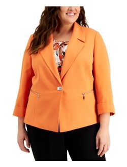 Plus Size Notched-Collar Turnlock Jacket