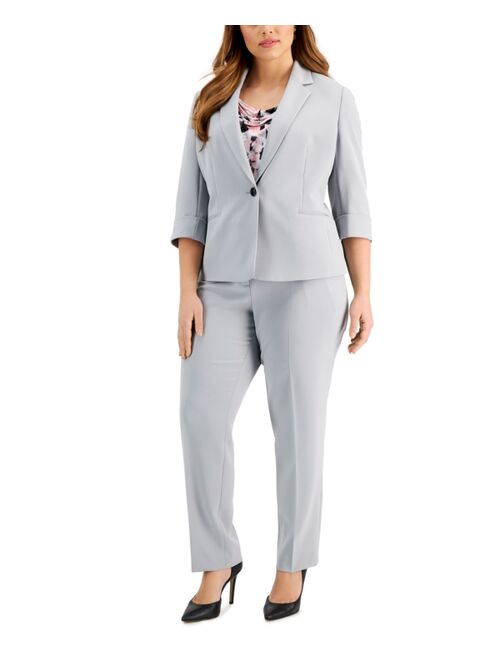 Kasper Plus Size Single-Button Grey Blazer