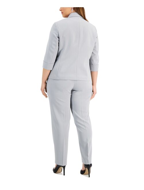 Kasper Plus Size Single-Button Grey Blazer