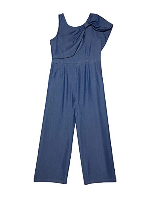 HABITUAL girl Twist Wrap Wide Leg Jumpsuit with Pockets for Big Kids - Stylish Round Neckline and Attached Pants Outfits
