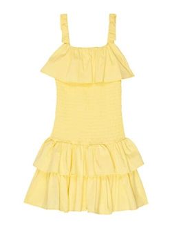 Girl's Ruffle Smocked Drop Waist Dress (Big Kids) Yellow 14 (Big Kid)