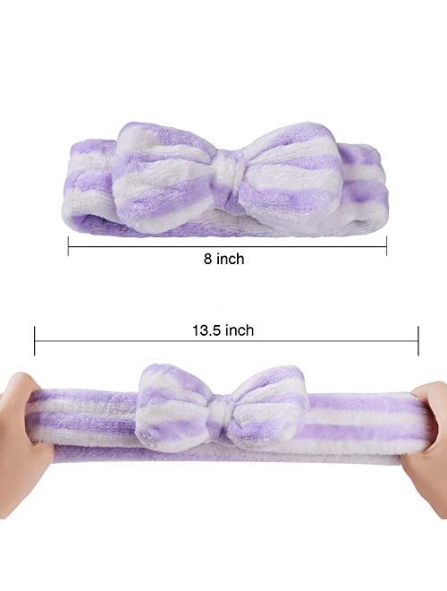 NEW LIVE 9 Pcs Headbands Bow Shower Elastic Hair Band Coral Fleece Headbands for Washing Face Headwraps for Makeup Cosmetic Sweet Headbands