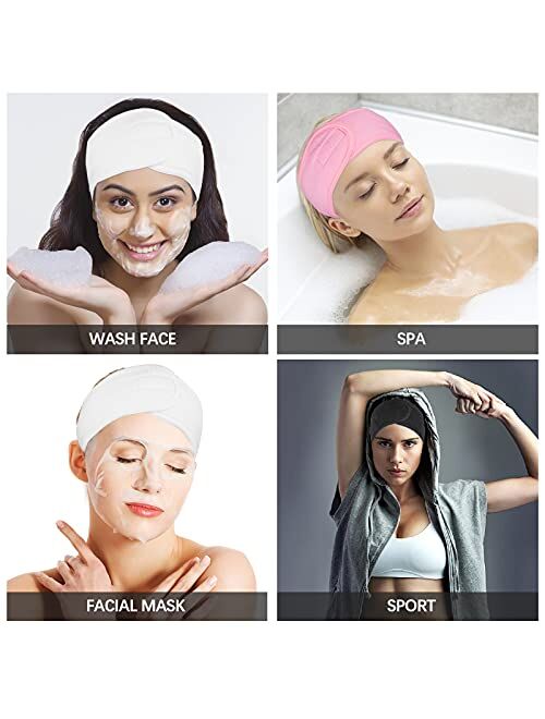 Spa Headband, Kmeivol 3 Pack Face Wash Headband, Head Wrap Terry Cloth Spa Headbands for Women, Facial Headband for Bath, Face Washing and Sport, Makeup Headband with Mag