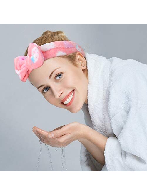 Hicarer Towel Headbands for Women Headband for Washing Face Facial Hair Band Skincare Microfiber Bowtie Headband Makeup Terry Cloth Headbands Spa Shower Hair Band for Wom