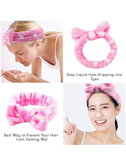 Spa Headband, TOBATOBA 8 Pack Soft Bow Hair Band Skincare Headbands for Washing Face, Makeup Headbands Spa Headband for Women, Fluffy Headbands, Cute Head Wraps for Washi
