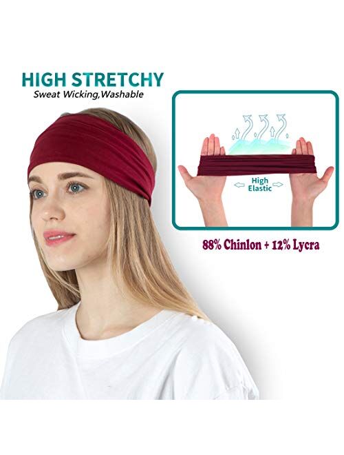RITOPER 10 Pack Headbands for Women, Wide Elastic Thick Headbands for Running Yoga Workout, Non Slip Stretchy Womens Headbands Sweat Head Bands Cute Hair Bands Turban Hea