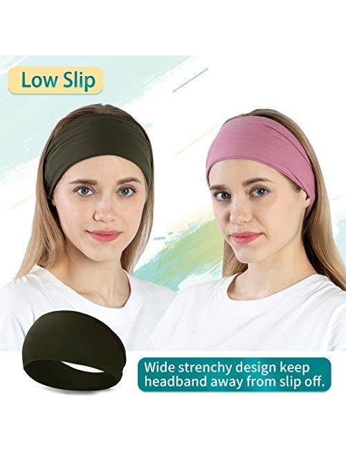 RITOPER 10 Pack Headbands for Women, Wide Elastic Thick Headbands for Running Yoga Workout, Non Slip Stretchy Womens Headbands Sweat Head Bands Cute Hair Bands Turban Hea