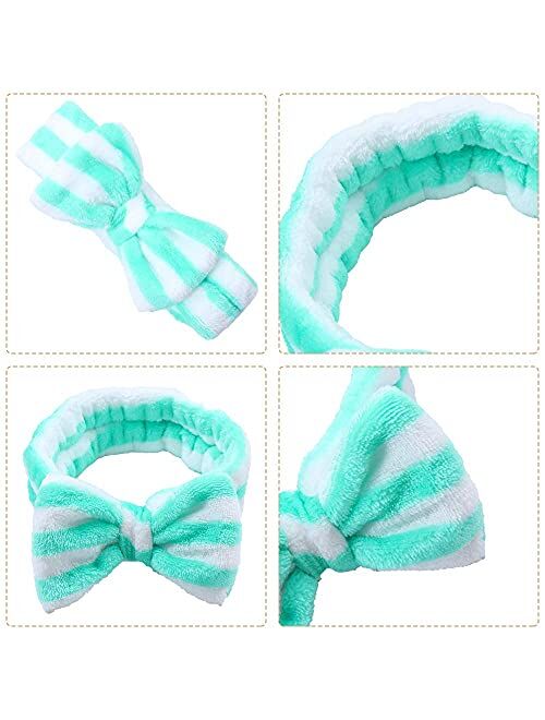 fani 12 PCS Bow Hair Bands for Women Soft Coral Fleece Head Wraps Headbands Elastic Hair Bands for Makeup Washing Face Shower Spa