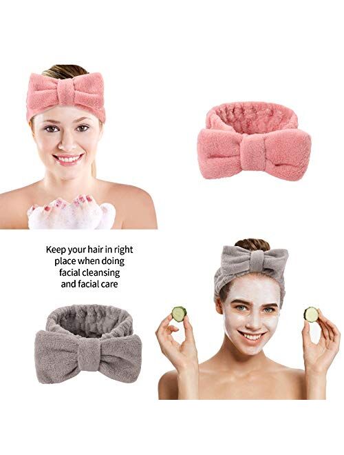 Tyfthui 6 Pack Microfiber Facial Makeup Headband Face Wash Headband, Bowtie Spa Headbands for Women, Headband for Washing Face Bow Hair Band for Women and Girls
