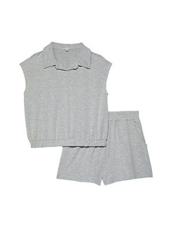 Girl's Two-Piece Collar Shirt Shorts Set (Big Kids)