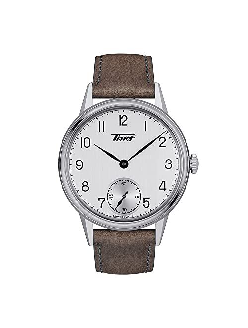 Tissot Men's Heritage 316L Stainless Steel case Swiss Mechanical Watch with Leather Strap, Brown, 20 (Model: T1194051603701)