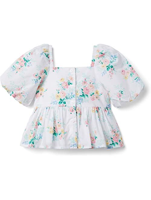 Janie and Jack Floral Puff Sleeve Top (Toddler/Little Kids/Big Kids)