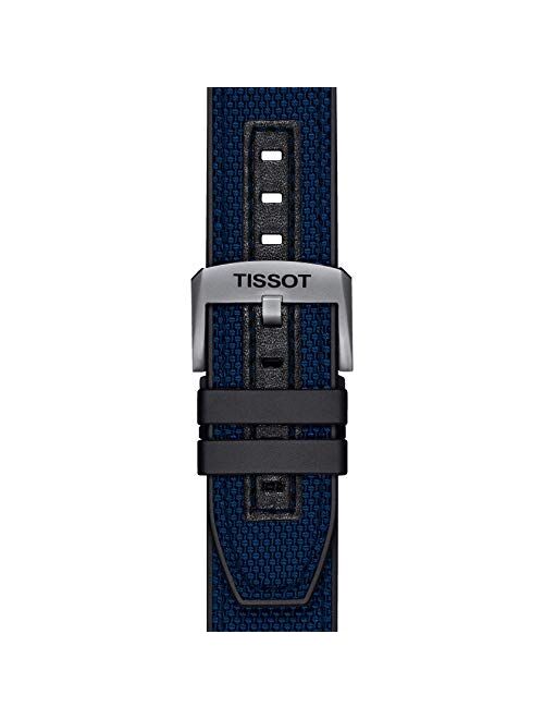 Tissot Men's T-Race 316L Stainless Steel case with Black PVD Coating Swiss Automatic Chronograph Watch with Rubber Strap, Blue, 22 (Model: T1154272704100)