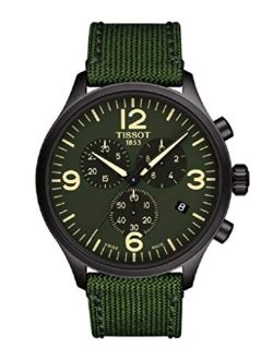 Men's Chrono XL Stainless Steel Swiss Quartz Watch with Fabric Strap, Green, 22 (Model: T1166173709700)