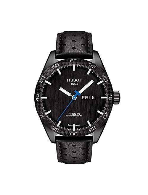 Tissot Men's PRS 516 316L Stainless Steel case with Black PVD Coating Swiss Automatic Leather Strap, 20 Casual Watch (Model: T1004303605102)