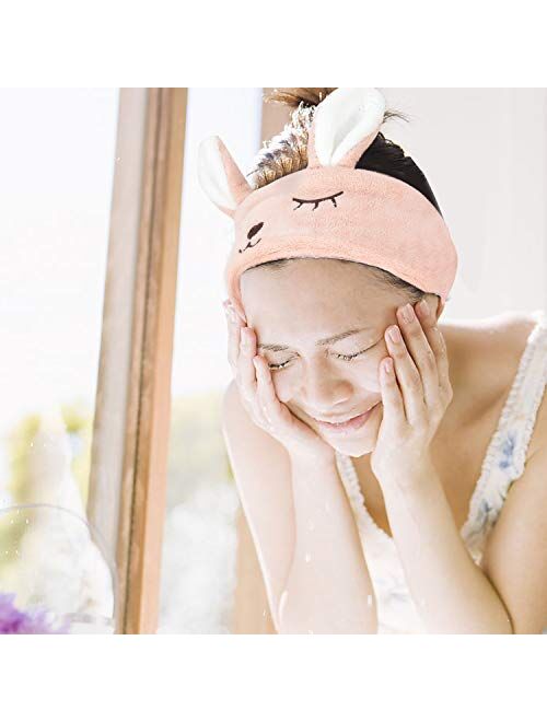Ergonflow 4 Pack Animal Coral Fleece Spa Headband Makeup Headband Cosmetic Headband for Washing Face Wash Headband Cosmetic Headband Shower Headbands Facial Headband For 