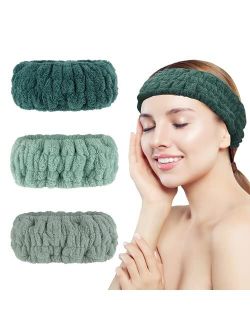 Lion-Y 3 Pieces Face Washing Headband Makeup Headband Facial Spa Yoga Head Band Elastic Shower Head Wrap for Women Girls