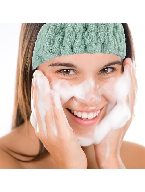 Lion-Y 3 Pieces Face Washing Headband Makeup Headband Facial Spa Yoga Head Band Elastic Shower Head Wrap for Women Girls