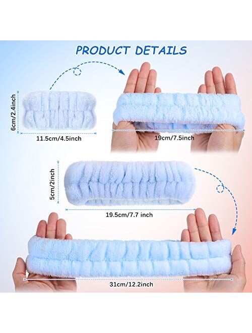 Chuangdi 9 Pieces Reusable Spa Headband Wrist Washband Face Wash Set Include 3 Microfiber Headband and 6 Wrist Washband for Women Girls Avoid Liquids from Spilling Down Y