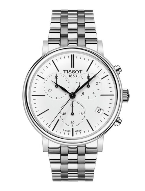 Tissot Men's Swiss Chronograph Carson Premium Stainless Steel Bracelet Watch 41mm