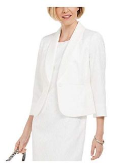 Women's 3/4 Sleeve Texture Jacquard 1 Button Shawl Collar Peplum Jacket
