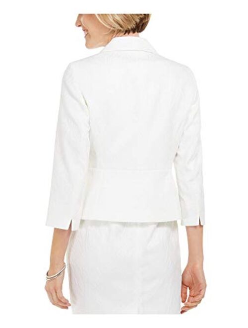 Kasper Women's 3/4 Sleeve Texture Jacquard 1 Button Shawl Collar Peplum Jacket