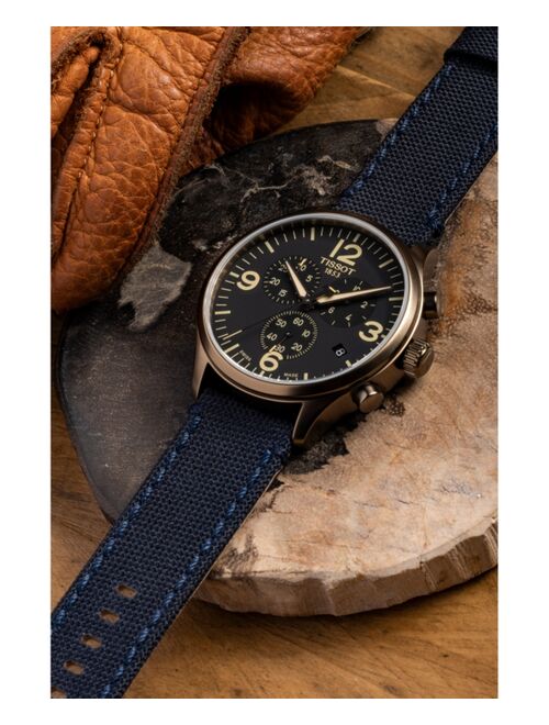 Men's Swiss Chronograph Tissot Chrono XL Blue Fabric Strap Watch 45mm
